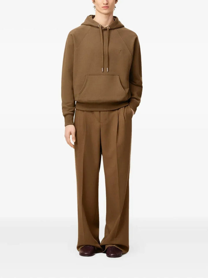 AMI PARIS - Hoodie en coton à logo marron noisette - Lothaire