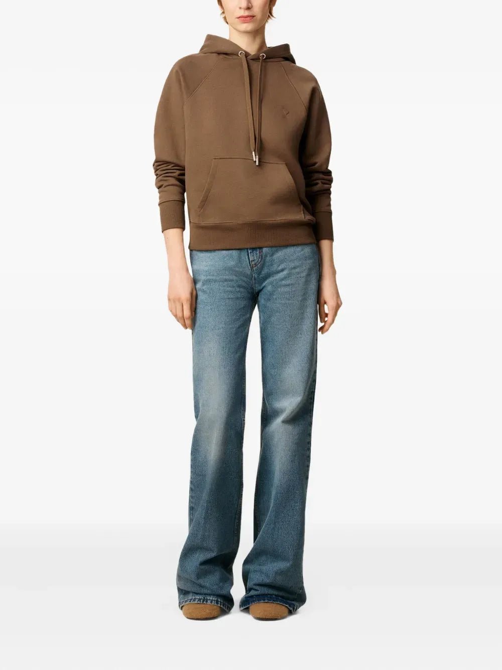 AMI PARIS - Hoodie en coton à logo marron noisette - Lothaire