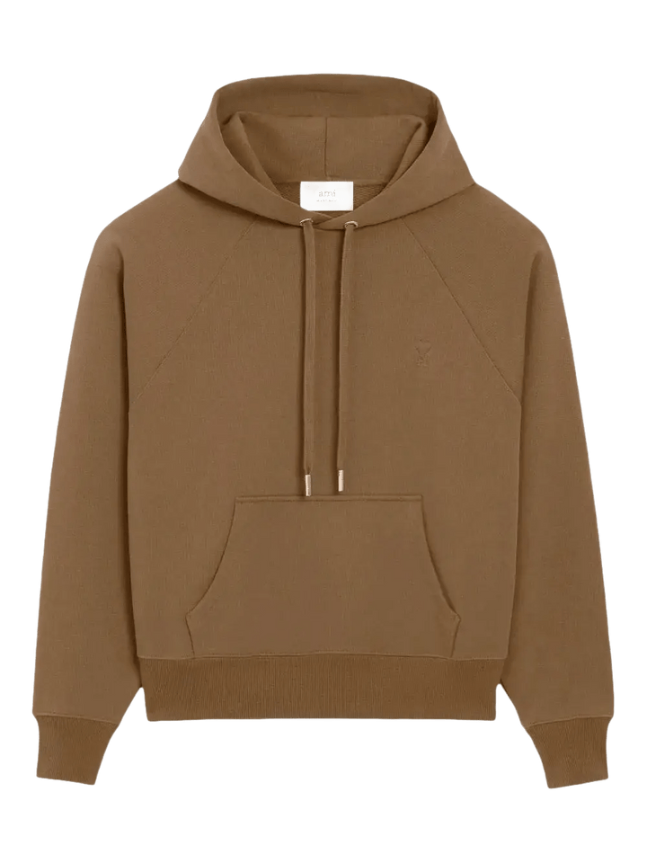 AMI PARIS - Hoodie en coton à logo marron noisette - Lothaire