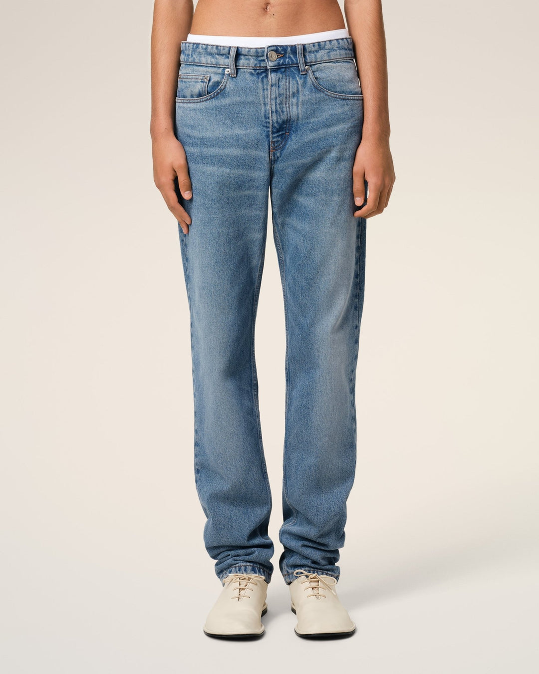 AMI PARIS - JEAN COUPE CLASSIQUE EN COTON Bleu - Lothaire