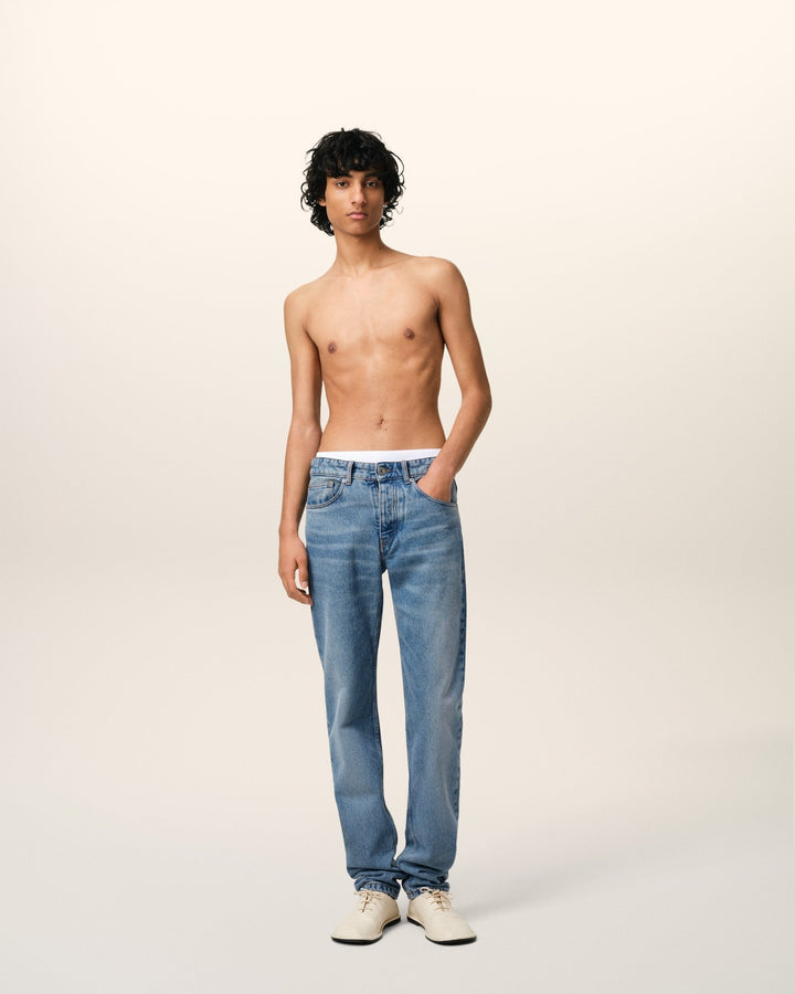AMI PARIS - JEAN COUPE CLASSIQUE EN COTON Bleu - Lothaire