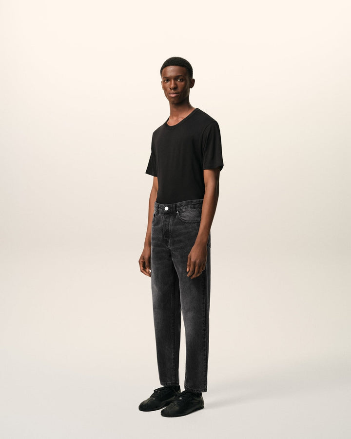 AMI PARIS - Jean Coupe Tapered en Coton Noir délavé - Lothaire