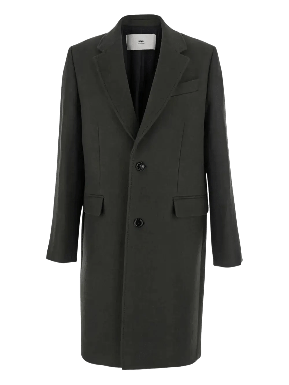 AMI PARIS - manteau droit à simple boutonnage gris anthracite - Lothaire