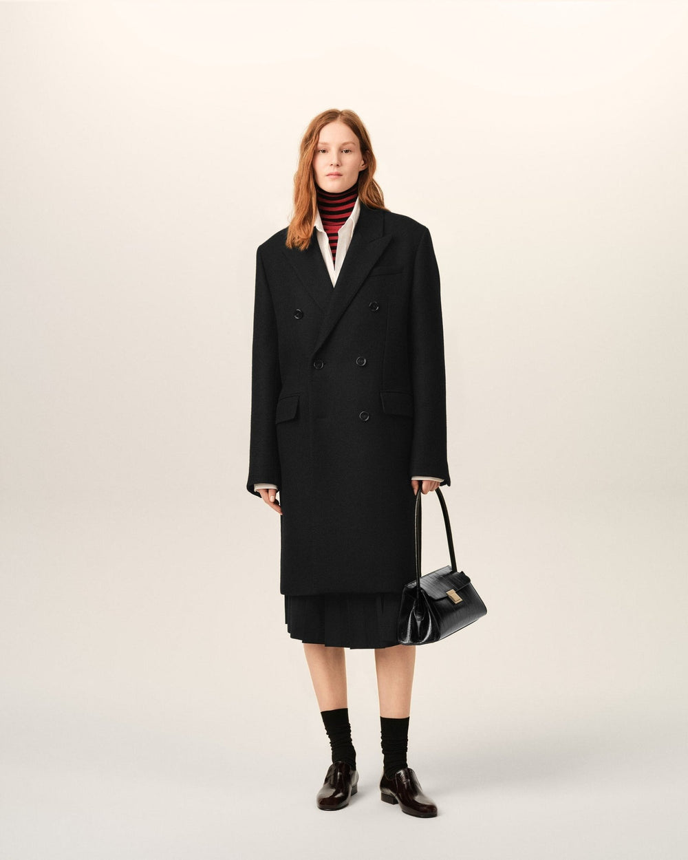 AMI PARIS - Manteau oversize croisé en laine vierge Noir - Lothaire