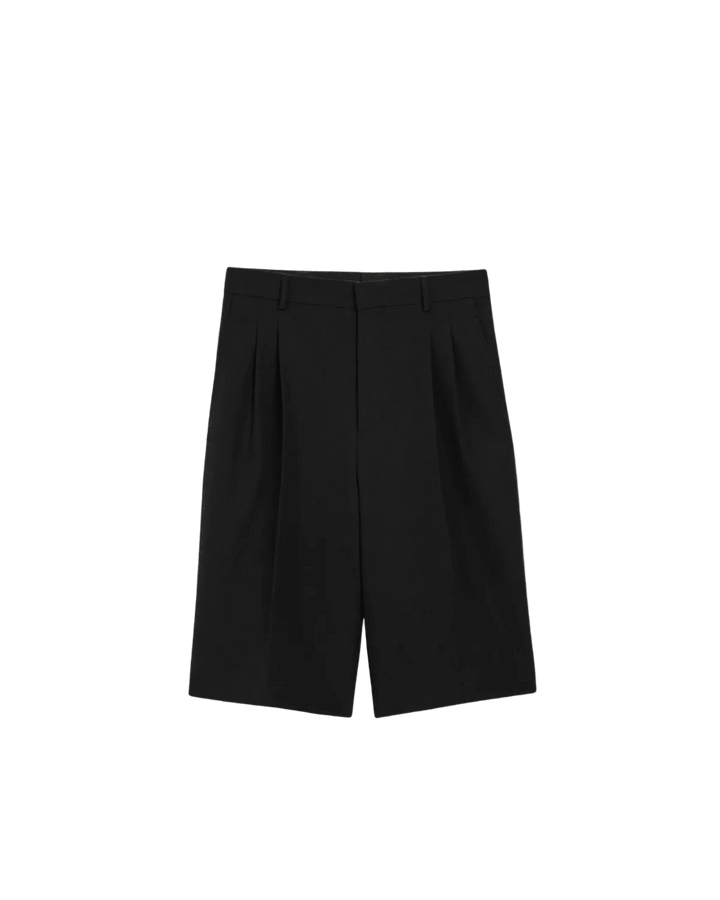 AMI PARIS - New Wool Low Waist Wide Bermuda Shorts Noir - Lothaire