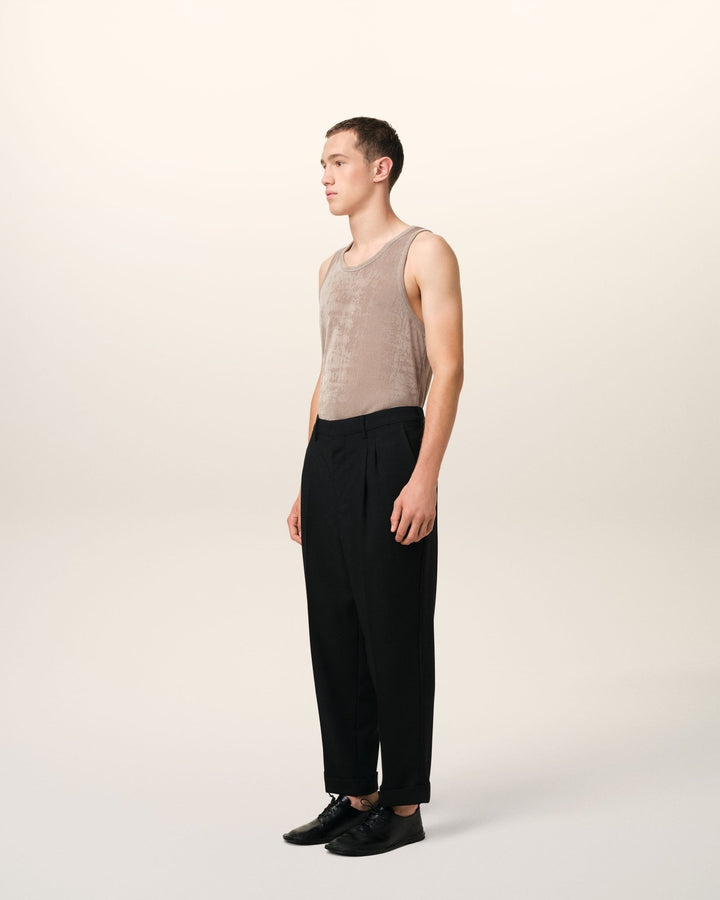 AMI PARIS - PANTALON CAROTTE EN LAINE Noir - Lothaire