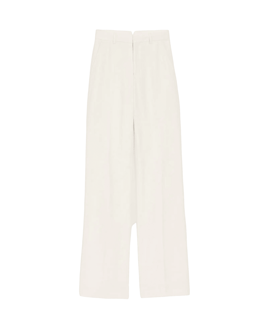 AMI PARIS - Pantalon Droit Blanc Taille Basse en Lin Mélangé Blanc crème - Lothaire