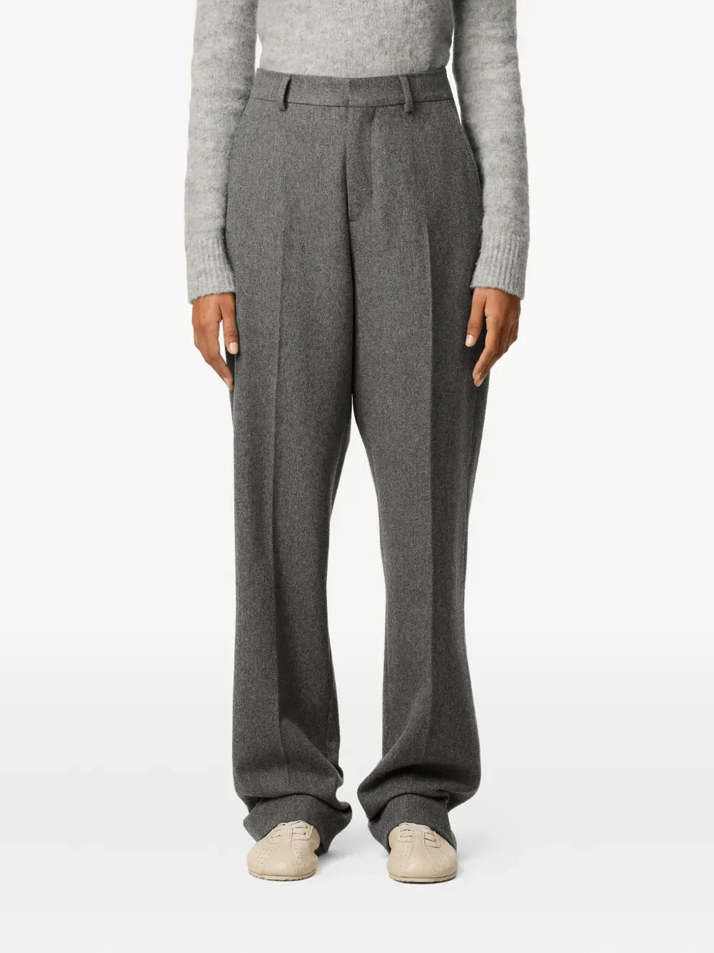 AMI PARIS - Pantalon en laine à coupe ample gris - Lothaire