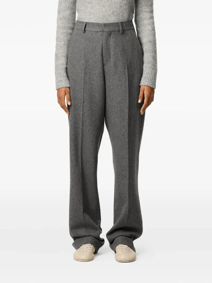 AMI PARIS - Pantalon en laine à coupe ample gris - Lothaire
