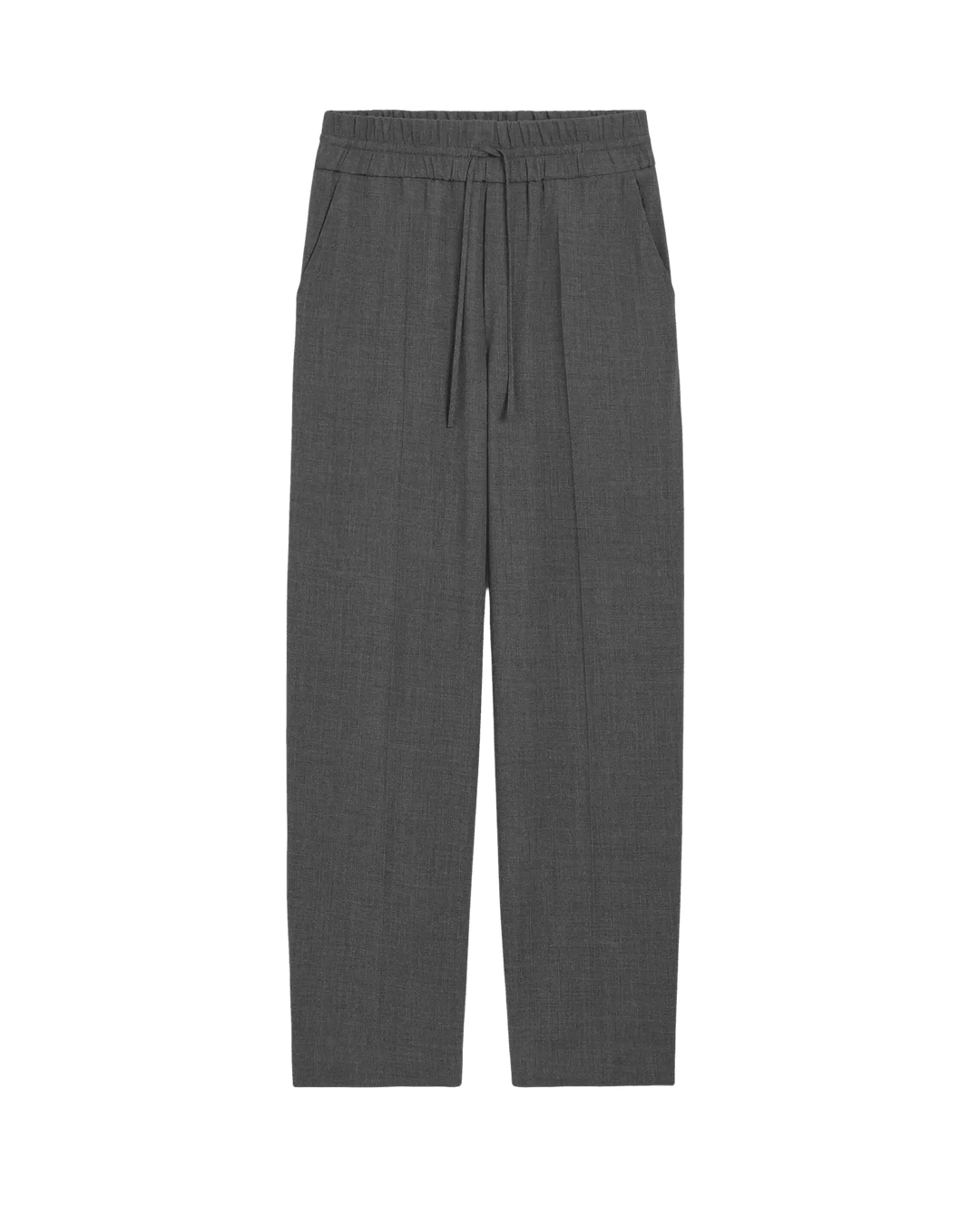 AMI PARIS - Pantalon en laine à taille élastiquée Gris anthracite - Lothaire