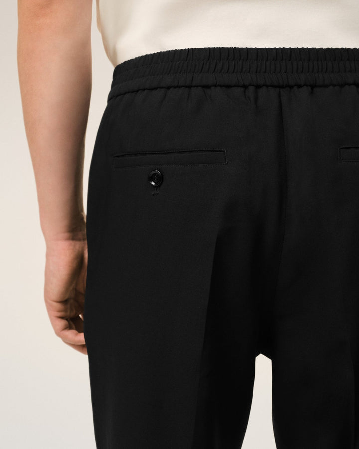 AMI PARIS - Pantalon Taille Elastiquée en Laine Noir - Lothaire