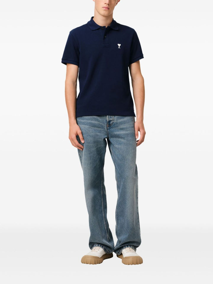 AMI PARIS - Polo à logo brodé bleu nuit - Lothaire