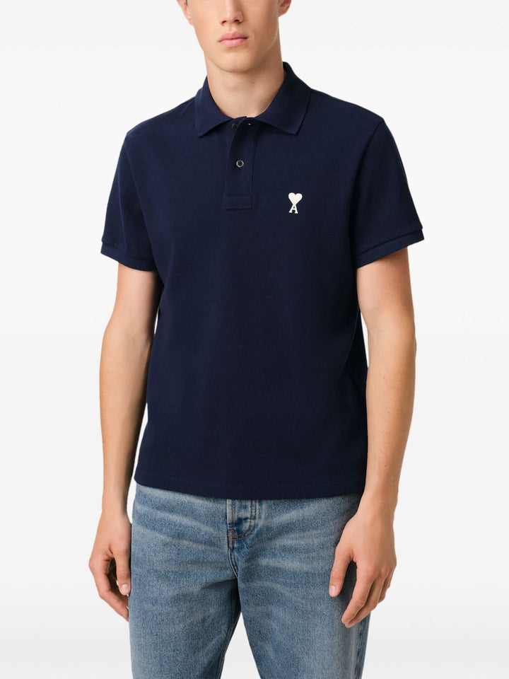 AMI PARIS - Polo à logo brodé bleu nuit - Lothaire