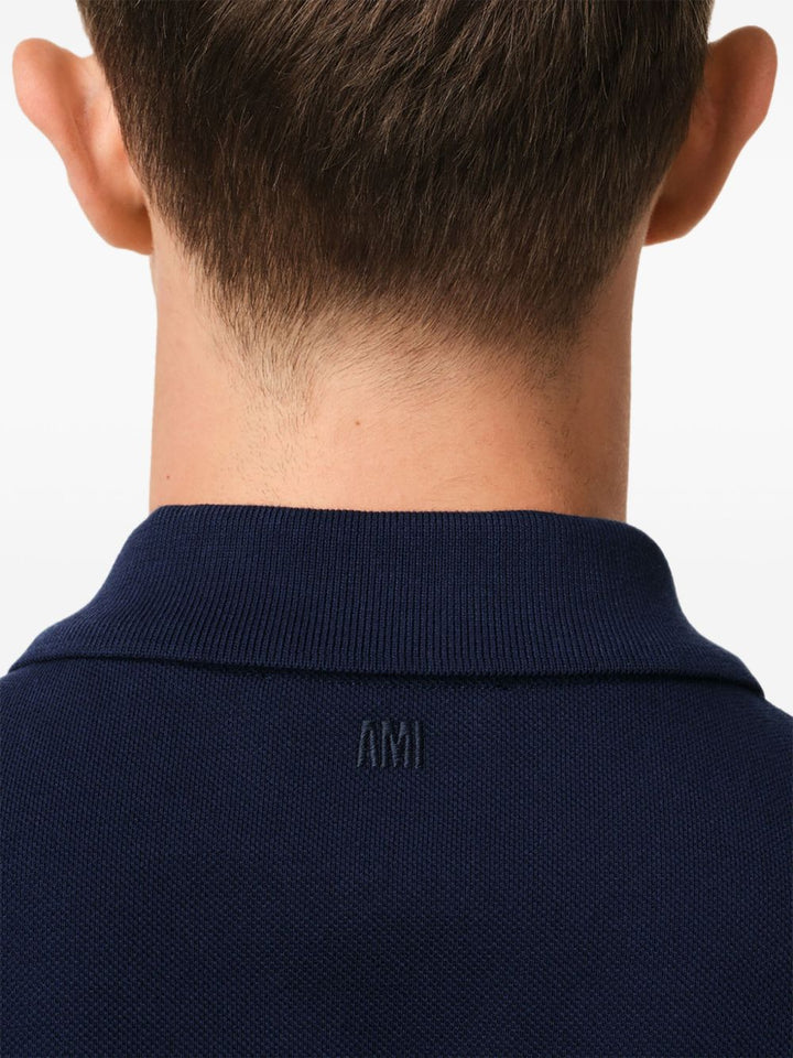 AMI PARIS - Polo à logo brodé bleu nuit - Lothaire