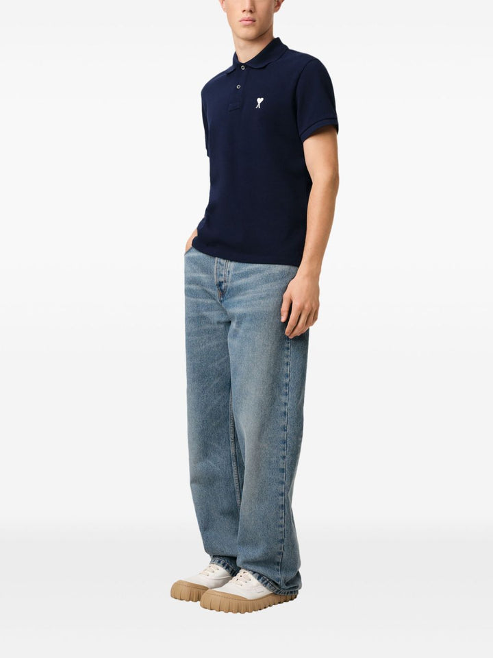 AMI PARIS - Polo à logo brodé bleu nuit - Lothaire