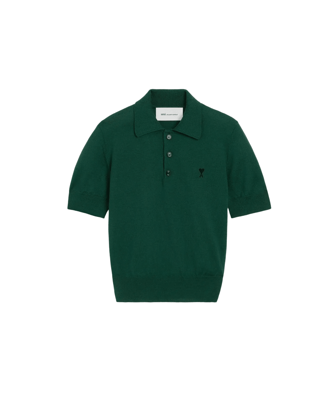 AMI PARIS – Polo en laine Ami de Cœur Vert bouteille / Noir - Lothaire