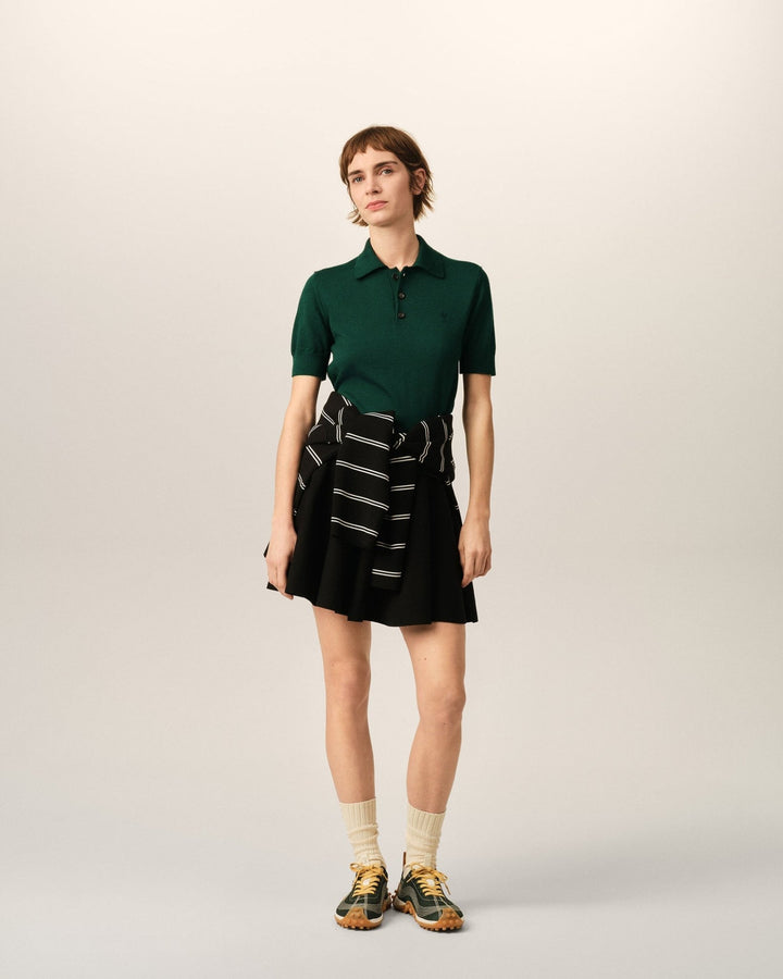 AMI PARIS – Polo en laine Ami de Cœur Vert bouteille / Noir - Lothaire