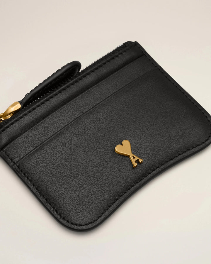 AMI PARIS - Porte-cartes Paris Paris zippé en cuir Noir - Lothaire