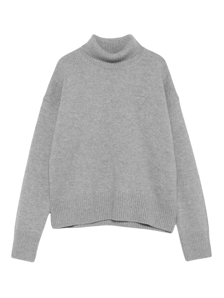 AMI PARIS - Pull à col roulé gris femme - Lothaire