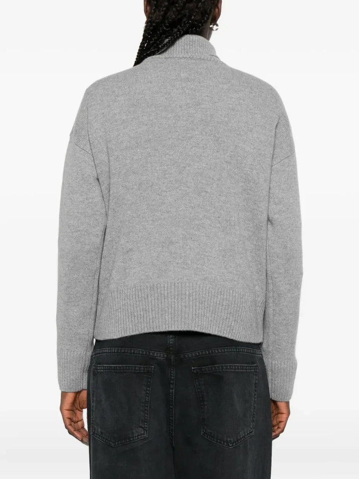 AMI PARIS - Pull à col roulé gris femme - Lothaire