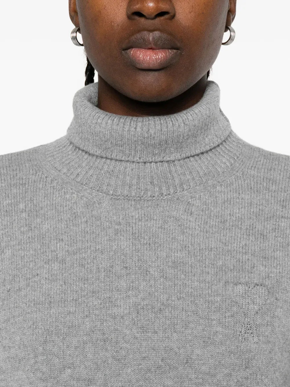 AMI PARIS - Pull à col roulé gris femme - Lothaire