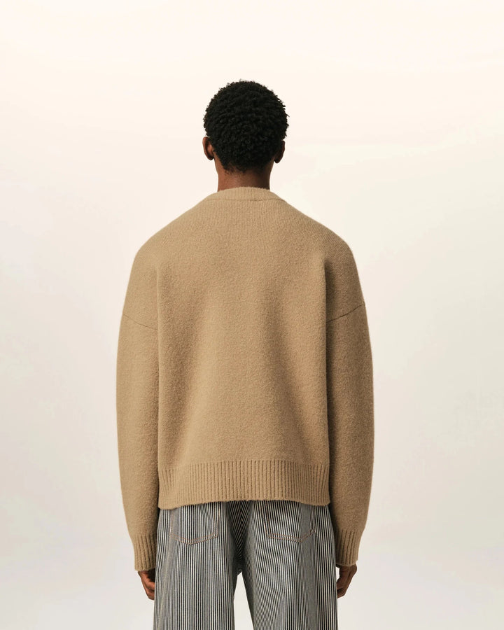 AMI PARIS - Pull Ami de Cœur en alpaga Beige mastic / Écru - Lothaire