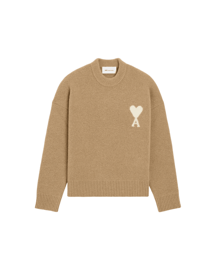 AMI PARIS - Pull Ami de Cœur en alpaga Beige mastic / Écru - Lothaire