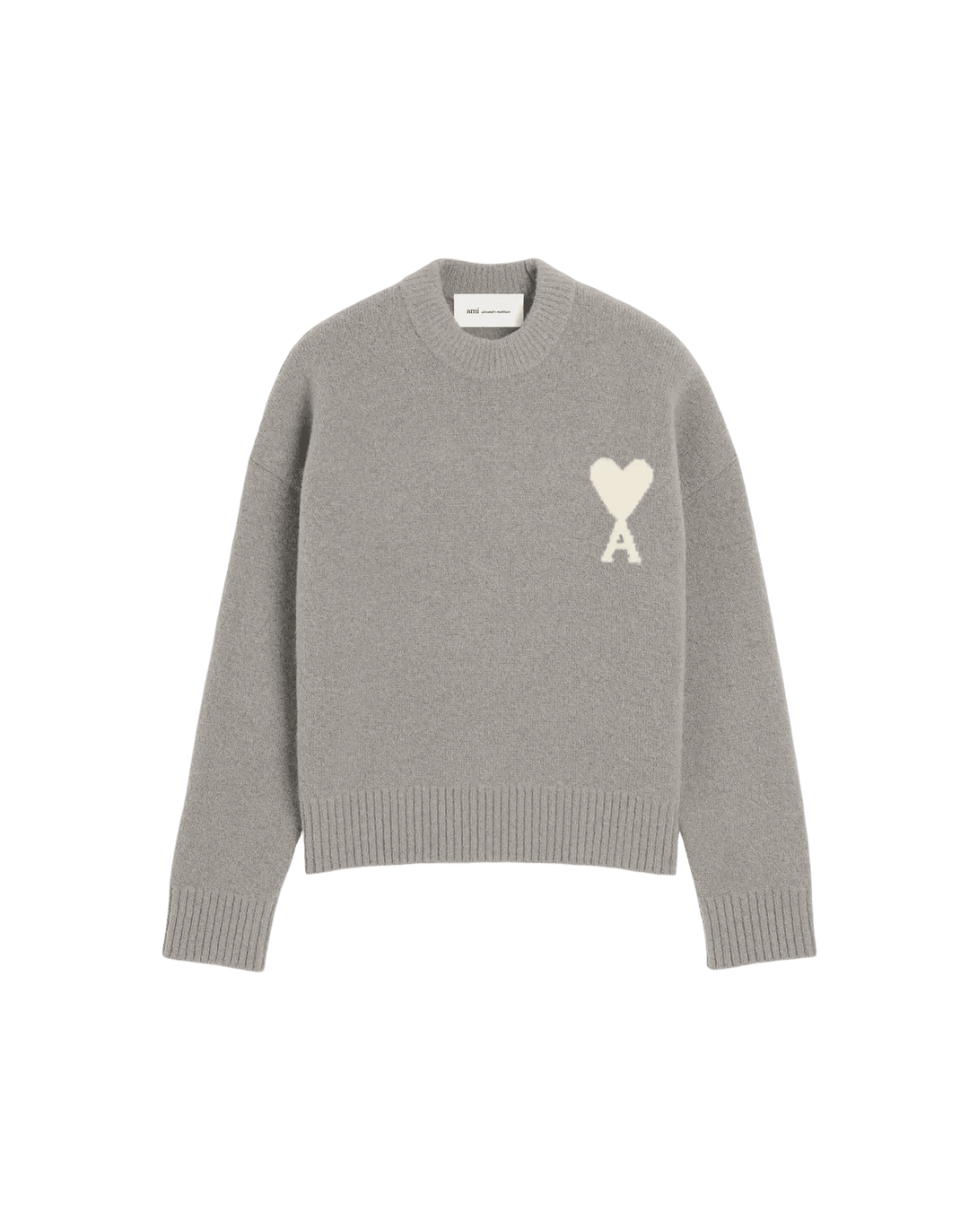 AMI PARIS - Pull Ami de Cœur en alpaga Gris cendré / Écru - Lothaire
