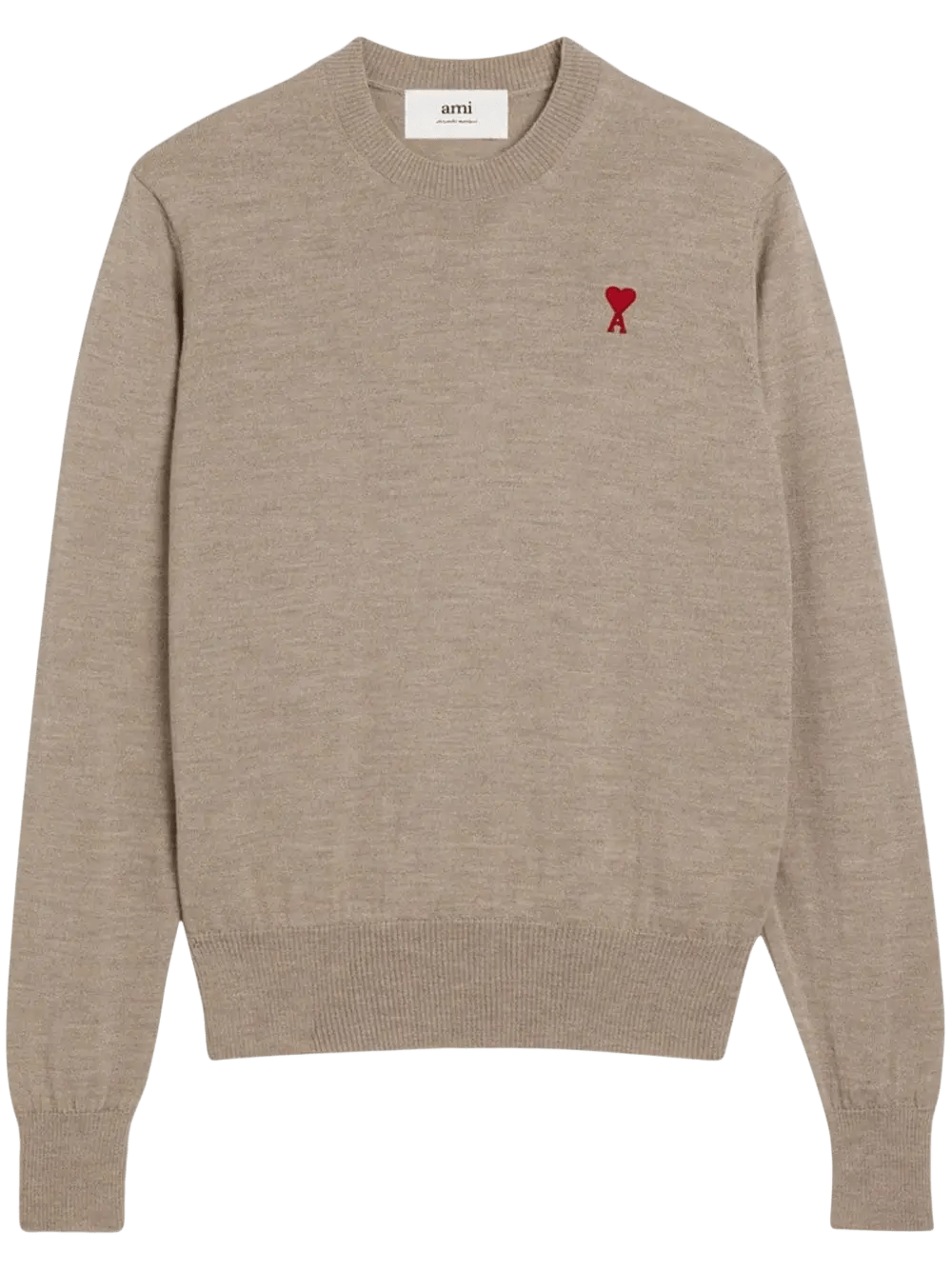 Ami Paris Pull Ami De Coeur en laine beige chiné - Lothaire