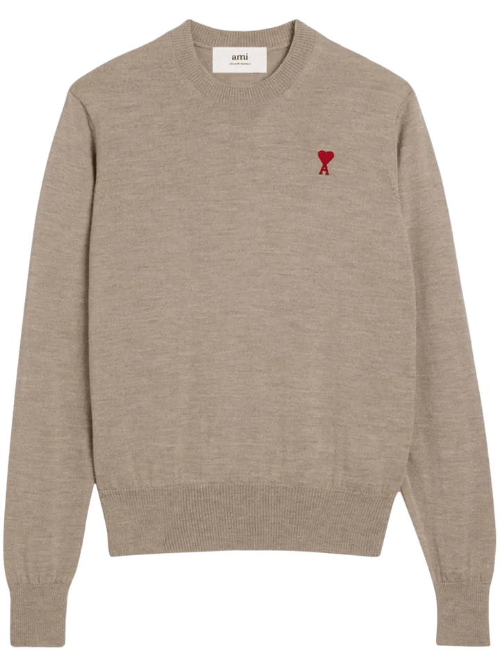 Ami Paris Pull Ami De Coeur en laine beige chiné - Lothaire