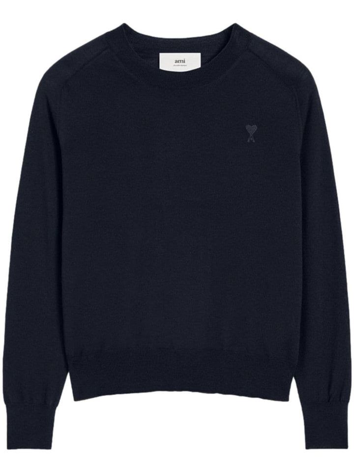 AMI Paris - Pull Ami de Coeur en laine bleu nuit - Lothaire