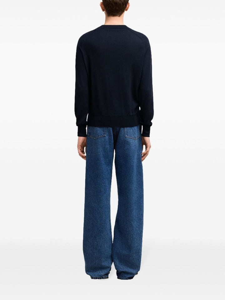 AMI Paris - Pull Ami de Coeur en laine bleu nuit - Lothaire