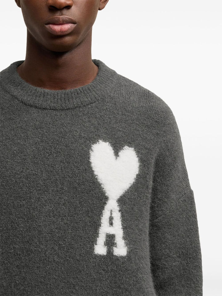 AMI Paris - Pull AMI de Coeur gris foncé - Lothaire