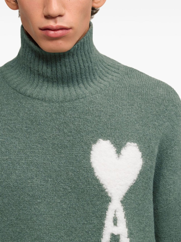 AMI Paris - Pull col cheminée Ami de Coeur argile antique - Lothaire