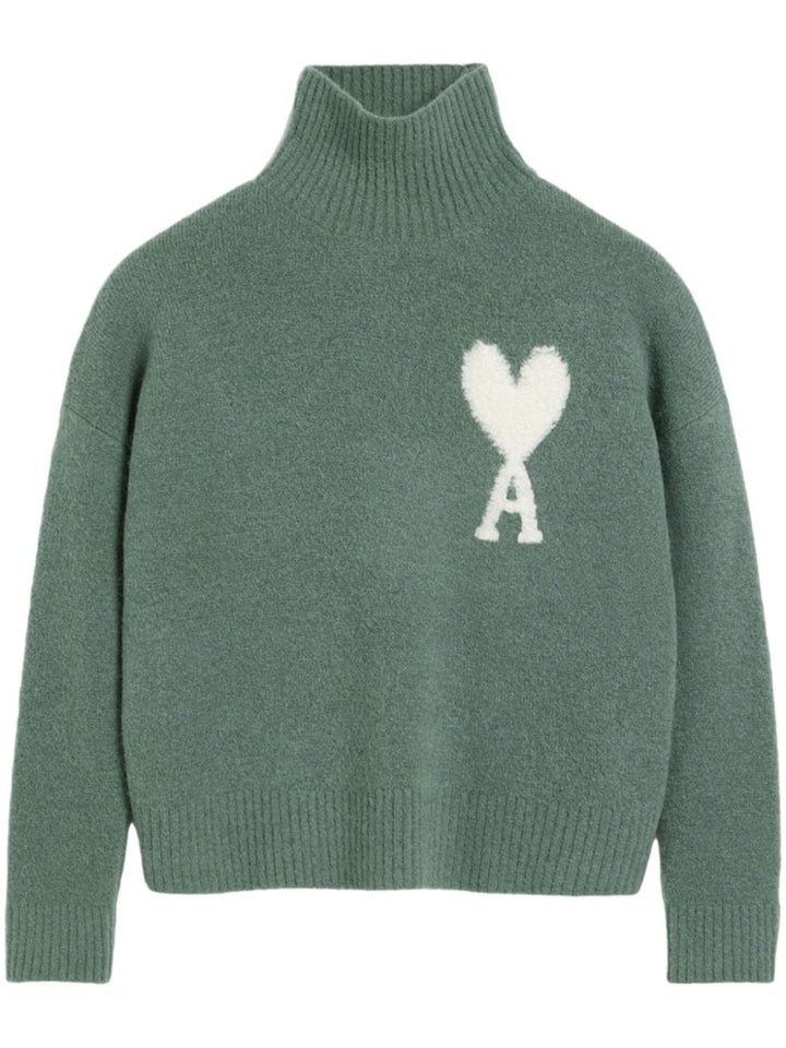 AMI Paris - Pull col cheminée Ami de Coeur argile antique - Lothaire