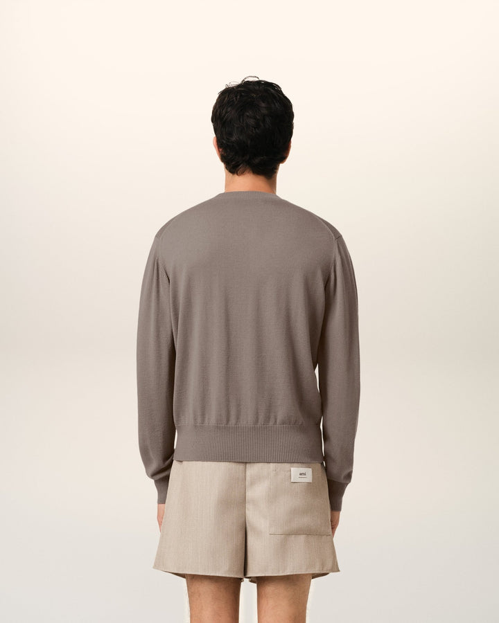 AMI PARIS - PULL COL ROND AMI DE COEUR EN LAINE Beige - Lothaire