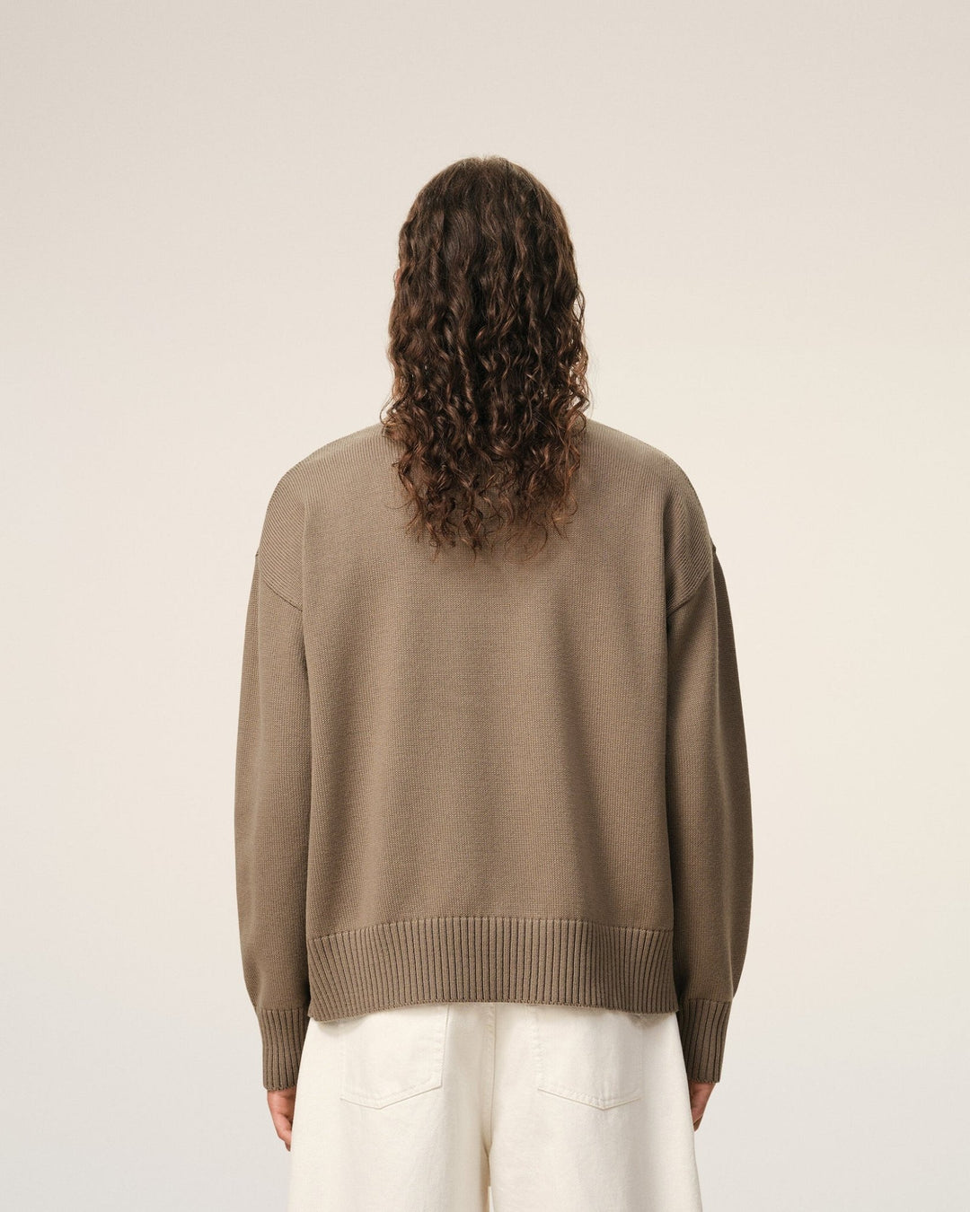 AMI PARIS - Pull Col Rond Ami De Coeur en Laine Et Coton Beige taupe - Lothaire