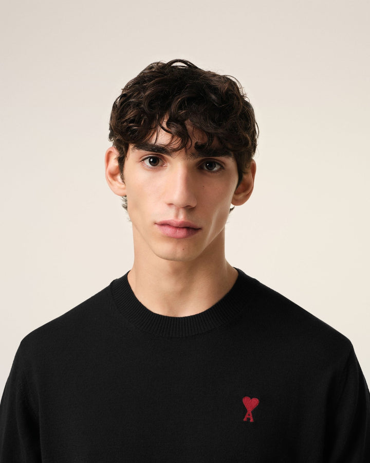 AMI PARIS : PULL COL ROND AMI DE COEUR EN LAINE Noir - Lothaire