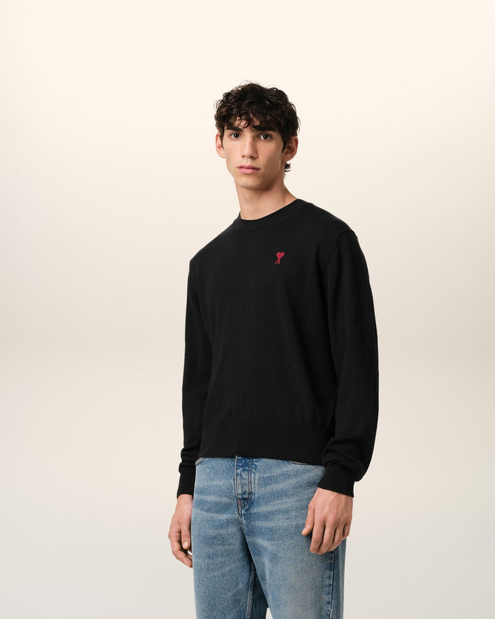 AMI PARIS : PULL COL ROND AMI DE COEUR EN LAINE Noir - Lothaire