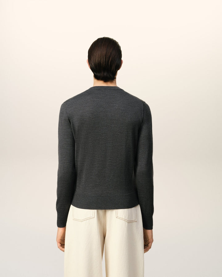 AMI PARIS - PULL COL ROND AMI DE COEUR ROUGE Gris - Lothaire
