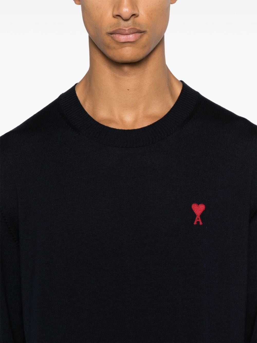 AMI Paris - Pull mérinos bleu nuit - Lothaire