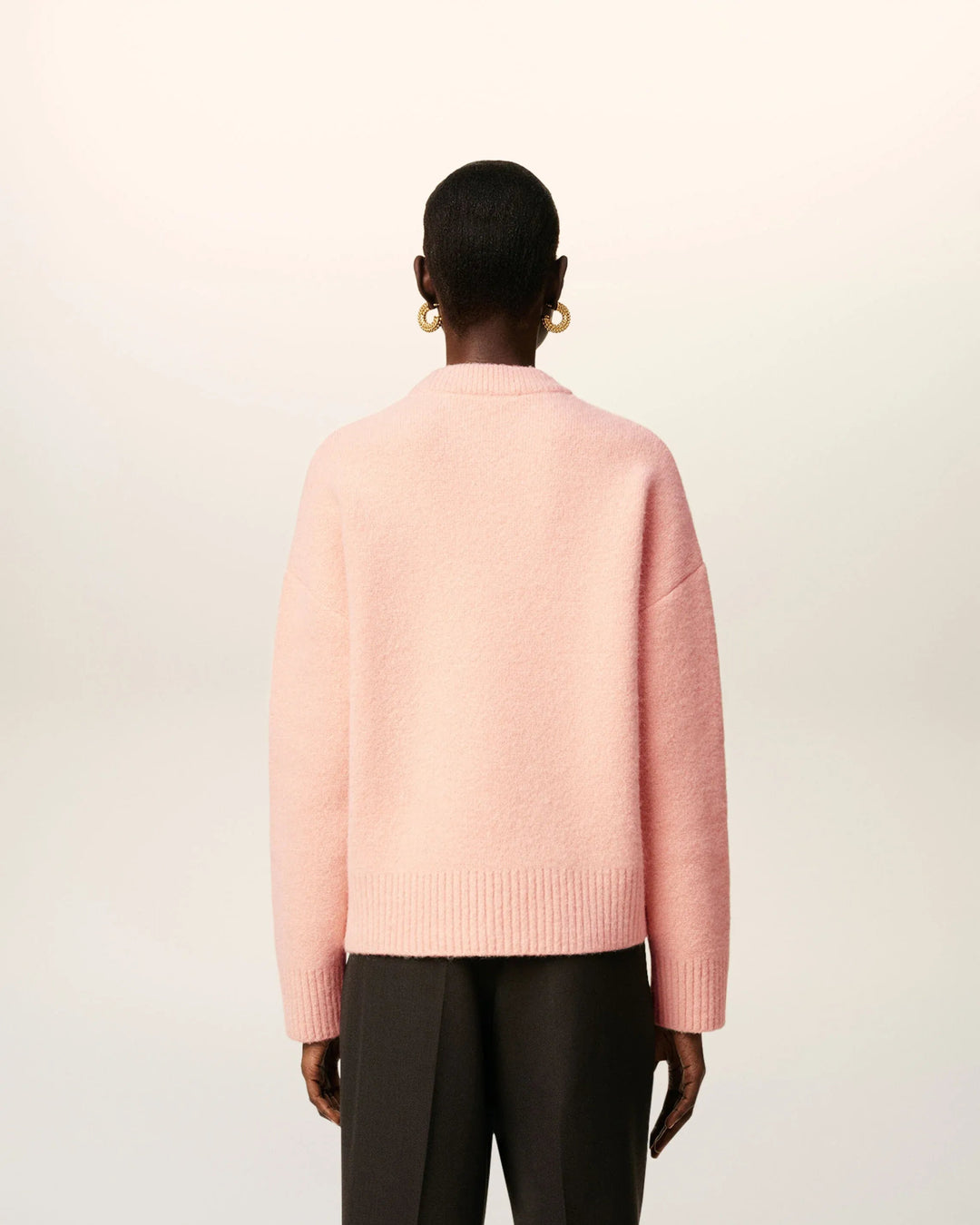 AMI PARIS - Pull Rose Col Rond Ami De Cœur En Alpaga Poudre/Écru - Lothaire