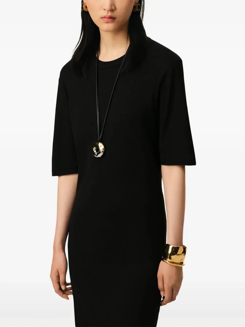 AMI PARIS - robe en coton à manches courtes noir - Lothaire