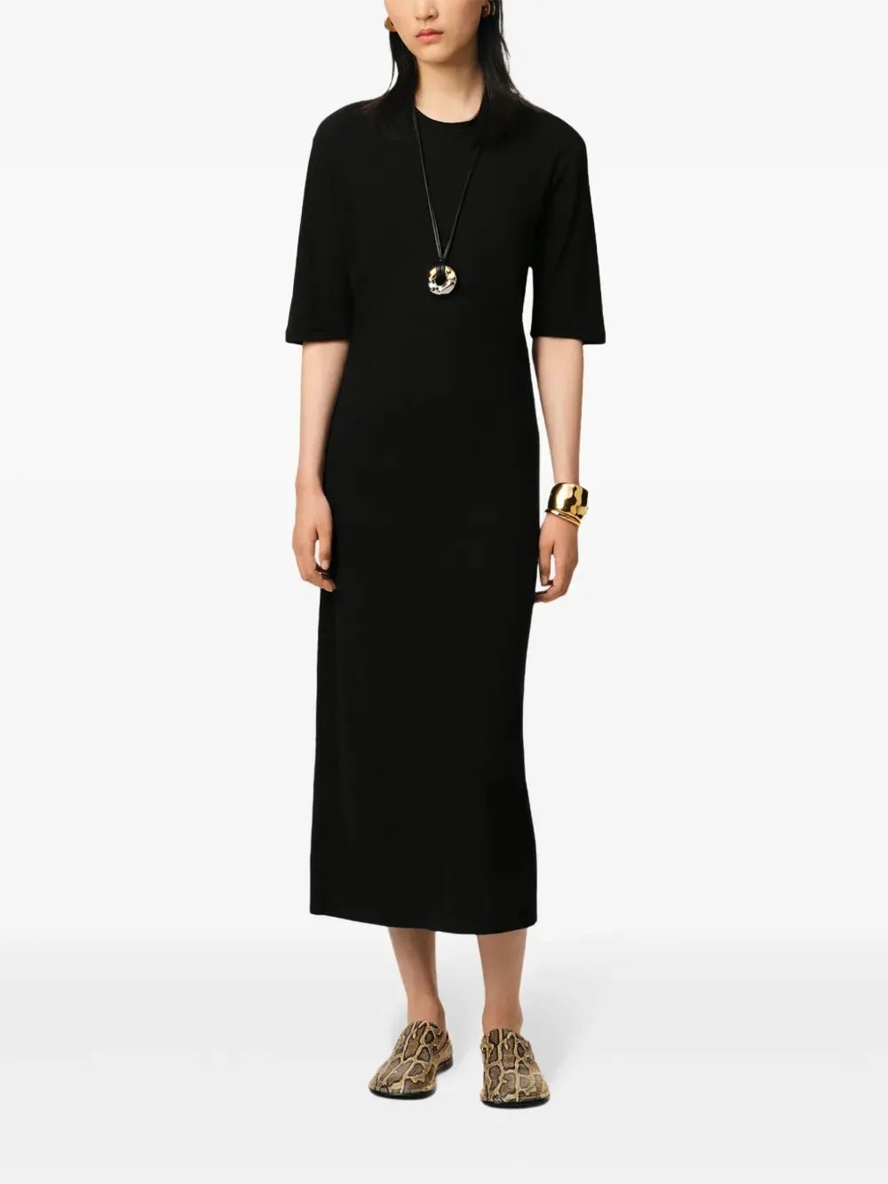 AMI PARIS - robe en coton à manches courtes noir - Lothaire