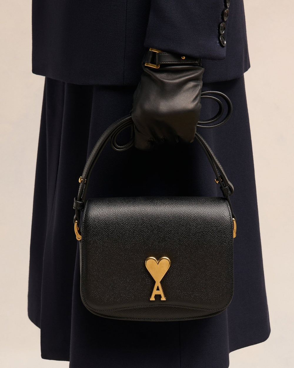 AMI Paris - Sac porté Noir épaule Ami de Coeur en cuir - Lothaire
