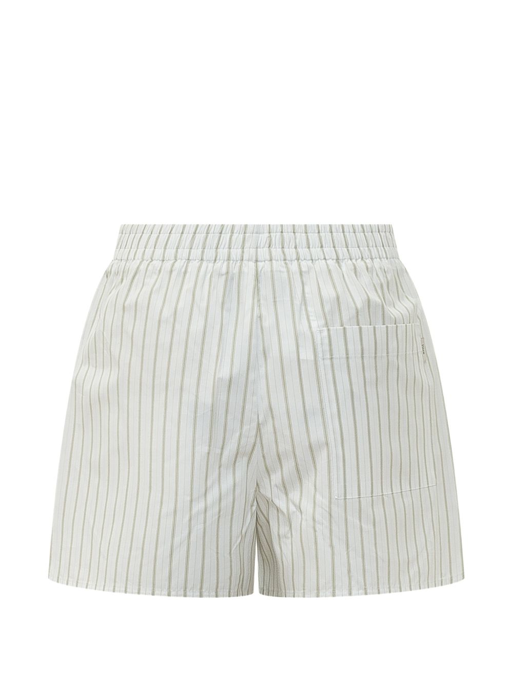 AMI PARIS - Short en Coton Élastiqué Rayé Blanc et Vert Matcha - Lothaire