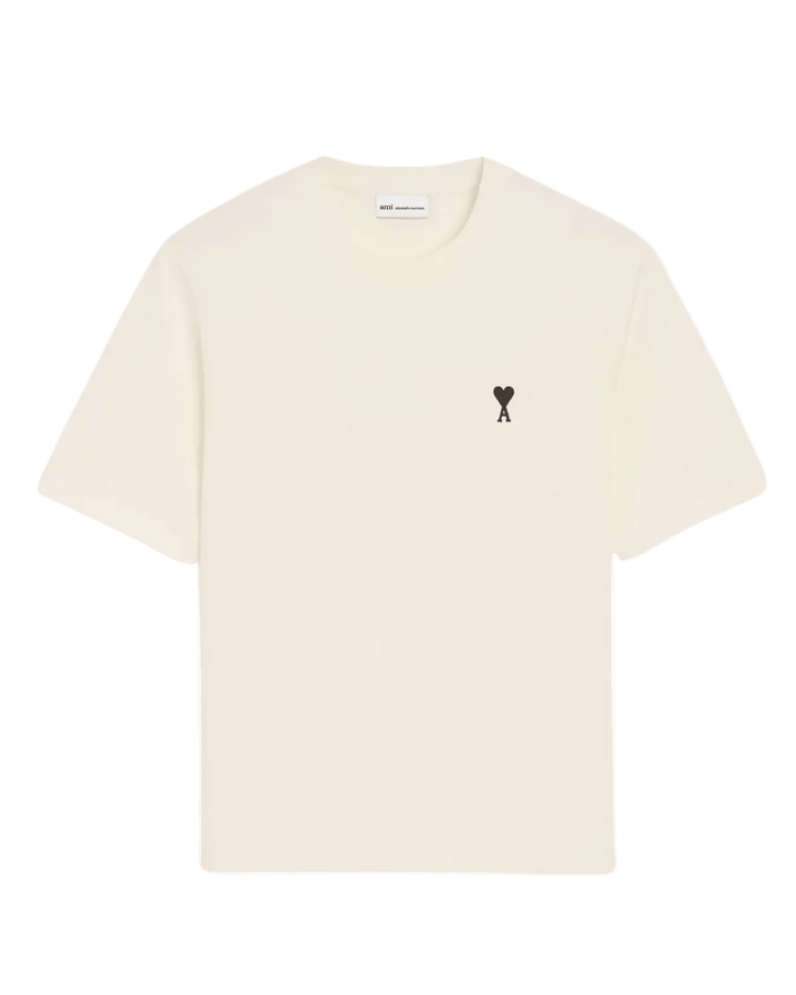 AMI PARIS - Short Sleeves T-shirt in Thick Cotton Jersey Blanc crème - Lothaire