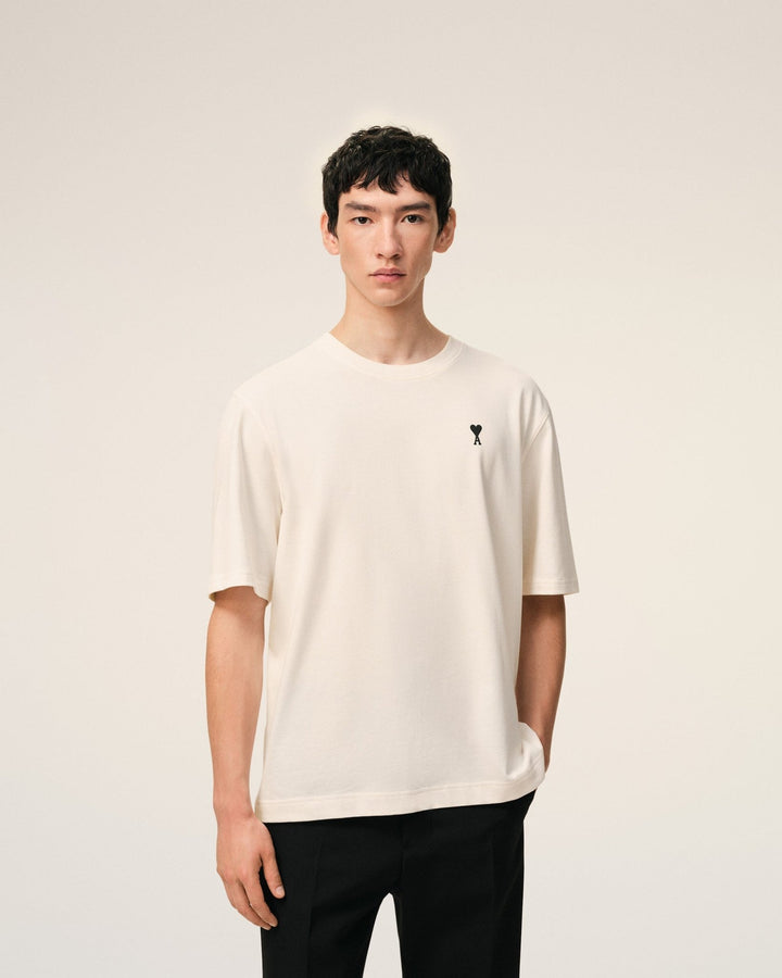 AMI PARIS - Short Sleeves T-shirt in Thick Cotton Jersey Blanc crème - Lothaire
