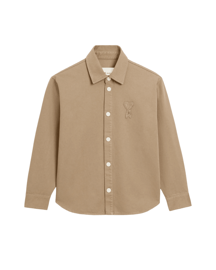 AMI PARIS – Surchemise Ami de Cœur en Crochet de Coton Beige Taupe - Lothaire