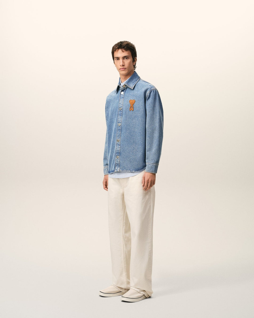 AMI PARIS - Surchemise en Coton Denim Indigo usé - Lothaire